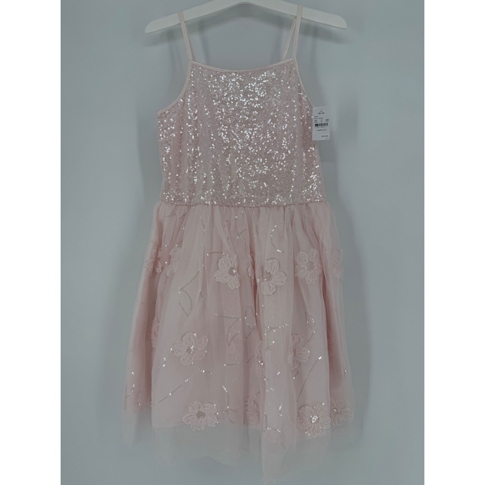 Zenzi Girls Pink Sequin Floral Tulle Party Dress Size XL 14 New With Tags